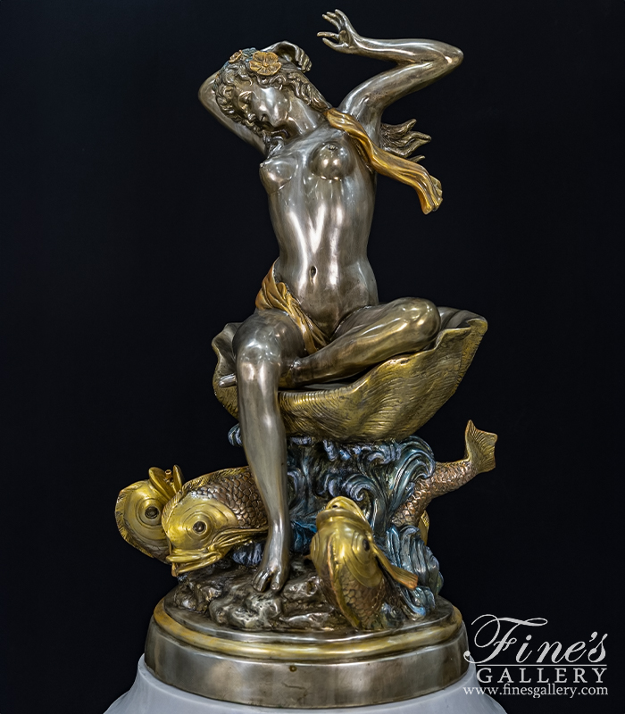 Bronze Fountains  - Lady On Shell Bronze Fountain - BF-857